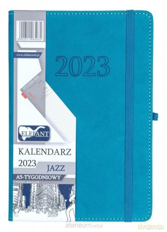 Kalendarz 2023 A5 tygodniowy Jazz turkusowy [KALENDARZ]