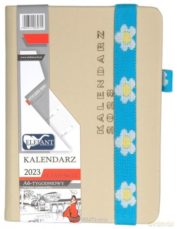 Kalendarz 2023 A6 tygodniowy Flamenco beżowy [KALENDARZ]