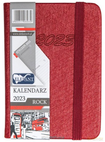 Kalendarz 2023 A7 tygodniowy Rock czerwony [KALENDARZ]