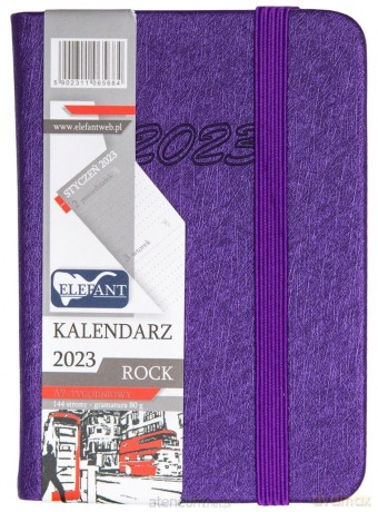 Kalendarz 2023 A7 tygodniowy Rock fioletowy [KALENDARZ]