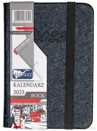 Kalendarz 2023 A7 tygodniowy Rock grafitowy [KALENDARZ]