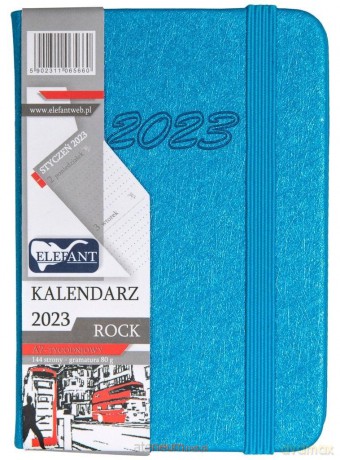 Kalendarz 2023 A7 tygodniowy Rock niebieski [KALENDARZ]