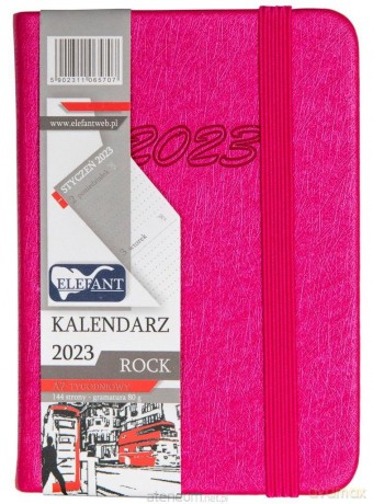 Kalendarz 2023 A7 tygodniowy Rock różowy [KALENDARZ]