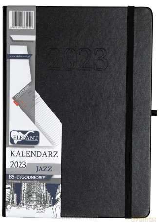 Kalendarz 2023 B5 tygodniowy Jazz czarny [KALENDARZ]