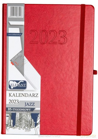 Kalendarz 2023 B5 tygodniowy Jazz czerwony [KALENDARZ]