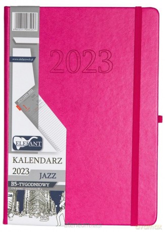Kalendarz 2023 B5 tygodniowy Jazz różowy [KALENDARZ]