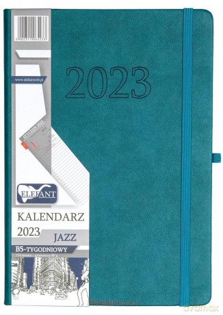 Kalendarz 2023 B5 tygodniowy Jazz szamaragdowy [KALENDARZ]