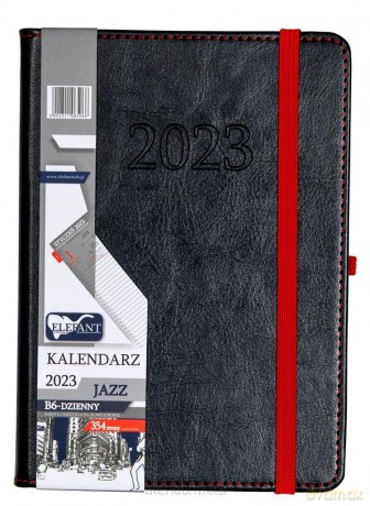 Kalendarz 2023 B6 dzienny Jazz czarny [KALENDARZ]