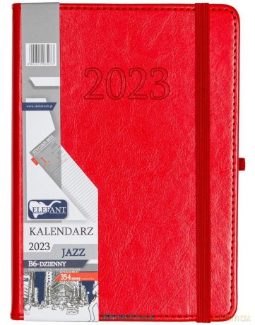 Kalendarz 2023 B6 dzienny Jazz czerwony [KALENDARZ]