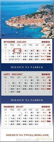 Kalendarz 2023 ścienny trójdzielny Dubrownik [KALENDARZ]