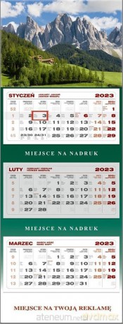 Kalendarz 2023 ścienny trójdzielny Góry [KALENDARZ]