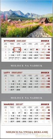 Kalendarz 2023 ścienny trójdzielny Tatry [KALENDARZ]