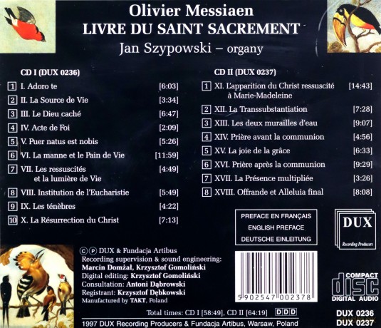 Jan Szypowski: Messiaen: Livre Du Saint Sacrem [CD]