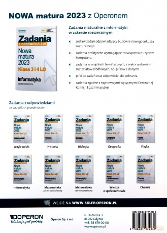 Nowa matura 2023 Informatyka Zadania z odpowiedziami Klasa 3 i 4 LO Zakres rozszerzony - Jarosław Drzeżdżon [KSIĄŻKA]