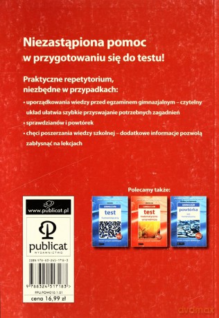 Gimnazjum Powtórka Test Matematyczno-Przyrodniczny (broszurowa) - Włodzimierz Lapis [KSIĄŻKA]