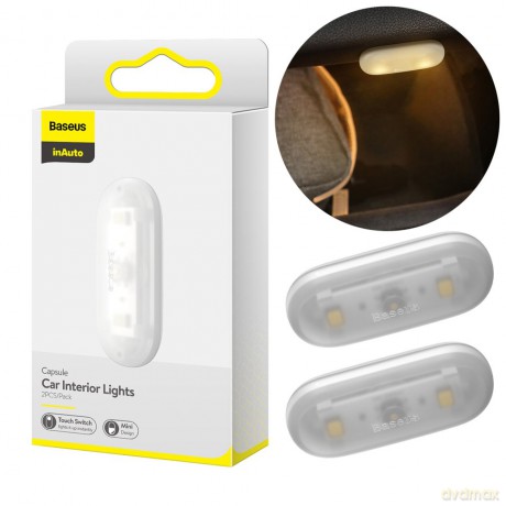 Baseus 2x samoprzylepna lampka lampa LED samochodowa biały (DGXW-02)