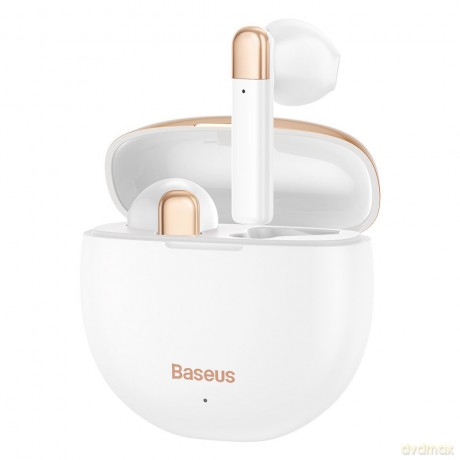 Baseus Encok W2 wodoodporne IPX4 bezprzewodowe słuchawki Bluetooth 5.0 TWS biały (NGW2-02)
