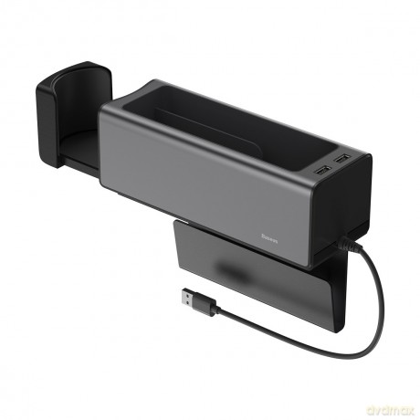 Baseus samochodowy organizer uchwyt na kubek HUB 2x USB do ładowania czarny (CRCWH-A01)
