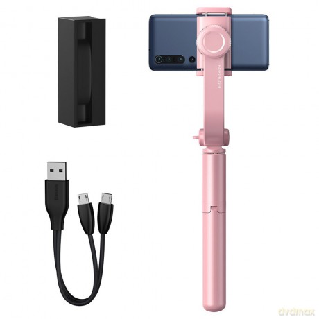 Baseus selfie stick teleskopowy rozsuwany kijek do selfie statyw z pilotem Bluetooth różowy (SULH-04)