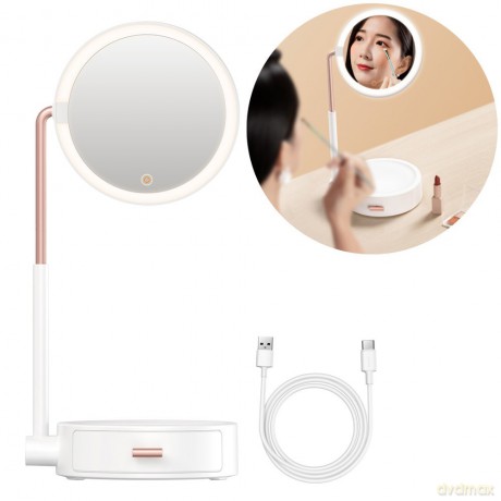 Baseus Smart Beauty lusterko lustro z lampką LED do makijażu i szufladką biały (DGZM-02)
