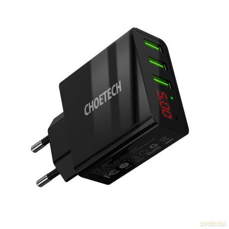 Choetech ładowarka sieciowa 3x USB Typ A 5V/3A czarny (C0027-black)