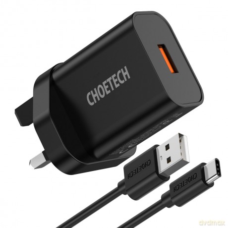 Choetech Q5003 ładowarka sieciowa z wtyczką UK USB Typ A QC 3.0 czarny (Q5003-uk)