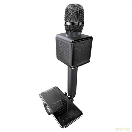 Dudao bezprzewodowy mikrofon do karaoke Bluetooth głośnik uchwyt na telefon czarny (Y16 black)