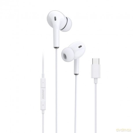 Dudao dokanałowe słuchawki zestaw słuchawkowy z pilotem i mikrofonem USB Typ C biały (X14T white)