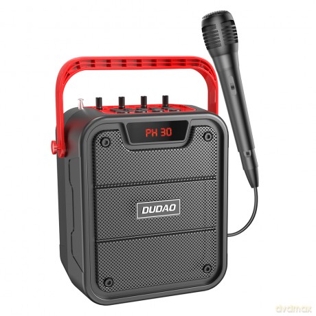 Dudao głośnik bezprzewodowy Bluetooth 5.0 10W 4800mAh mikrofon zestaw do karaoke czarny (Y15s-black)