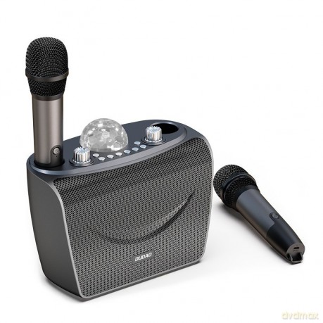 Dudao zestaw do karaoke bluetooth 2x mikrofon + bezprzewodowy głośnik z oświetleniem DISCO czarny (Y15 black)