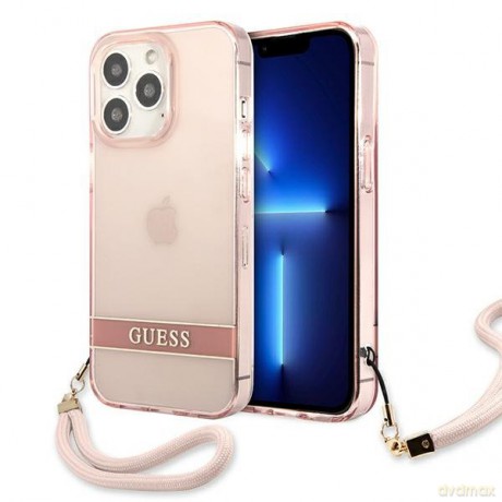 Guess GUHCP13XHTSGSP iPhone 13 Pro Max 6,7" różowy/pink hardcase Translucent Stap