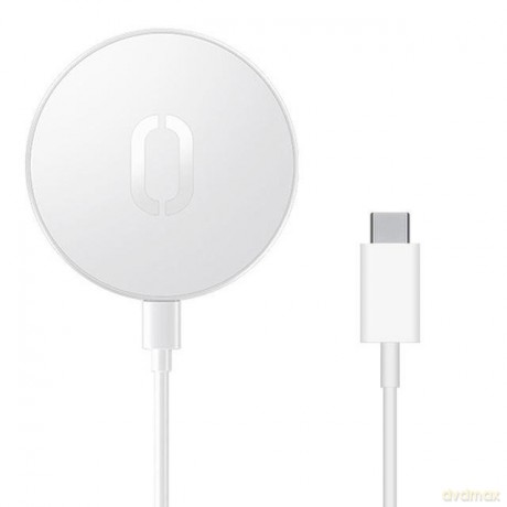 Joyroom bezprzewodowa ładowarka Qi 15 W do iPhone (kompatybilna z MagSafe) + kabel USB Typ C biały (JR-A28)