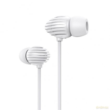 Joyroom dokanałowe słuchawki 3,5 mm mini jack z pilotem i mikrofonem biały (JR-EL112)