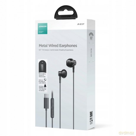 Słuchawki douszne USB-C Joyroom TYPE-C Series JR-EC07 metalowe - czarne