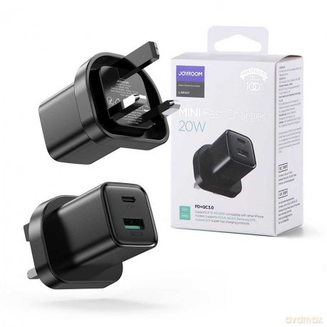 Joyroom szybka ładowarka sieciowa USB Typ C + USB 20W PD QC3.0 czarny (L-QP207)