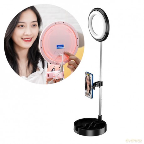 Lampa LED Ring Flash statyw zestaw do nagrywania live streaming filmów YouTube TikTok Instagram uchwyt na telefon do selfie lampa pierścieniowa czarny (1TMJ black)