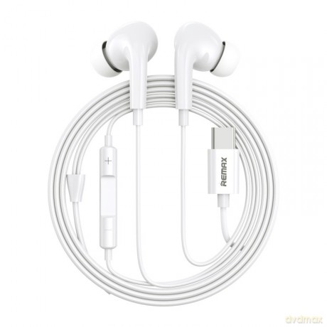 Remax AirPlus Pro przewodowe dokanałowe słuchawki USB Typ C biały (RM-533 white)