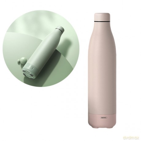 Remax bezprzewodowy głośnik bluetooth 5.0 z termosem kubkiem termicznym 500ml różowy (RB-M5)