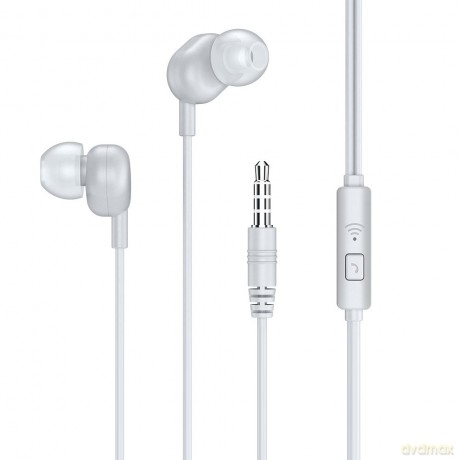 Remax dokanałowe słuchawki zestaw słuchawkowy z pilotem i mikrofonem mini jack 3,5 mm biały (RW-105 white)