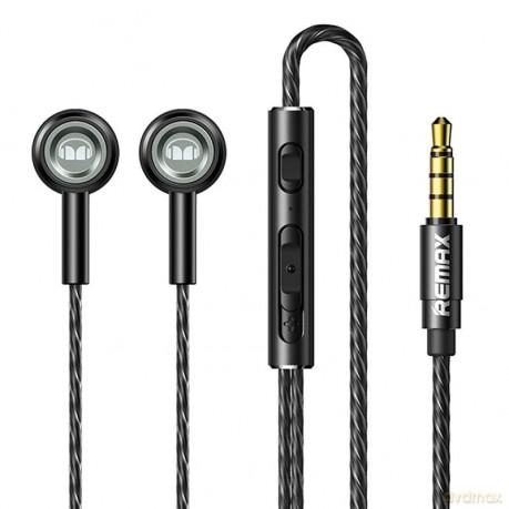 REMAX Monster dokanałowe metalowe słuchawki zestaw słuchawkowy z pilotem i mikrofonem mini jack 3,5mm czarny (RM-598)