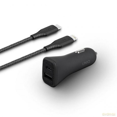 UNIQ Ład. sam. Votra Duo P30 USB-C PD 30W MFI + kabel USB-C na lightning czarny/charcoal black