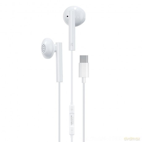WK Design przewodowe słuchawki douszne USB Typ C biały (YA01 TypeC white)