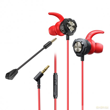WK Design YB01 Gaming Series dokanałowe słuchawki dla graczy mikrofon minijack 3,5mm czerwony (YB01-red)