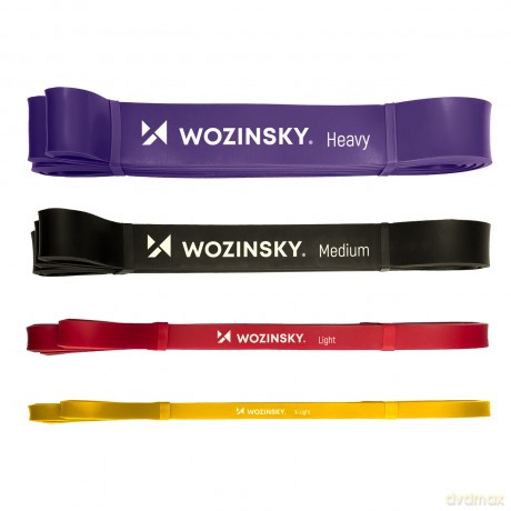 Wozinsky długie gumy oporowe do ćwiczeń zestaw 4x taśmy do fitnessu crossfitu (WRB4IN1)