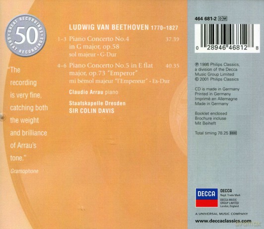 50 Philips: Beethoven: Piano Concertos 4 & 5 [CD]