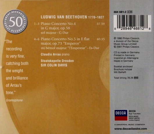 50 Philips: Beethoven: Piano Concertos 4 & 5 [CD]