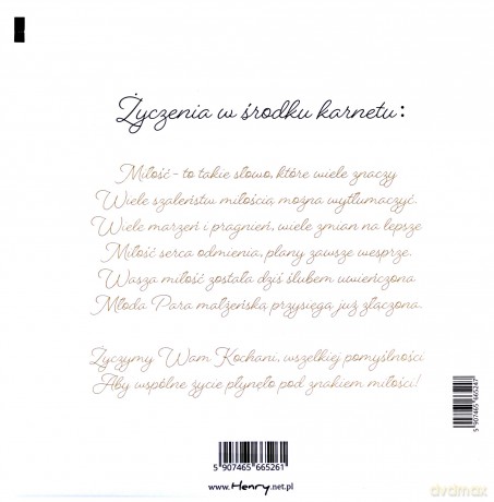 Karnet w dniu ślubu Serce z bilecikiem - Kartka okolicznościowa na ślub 