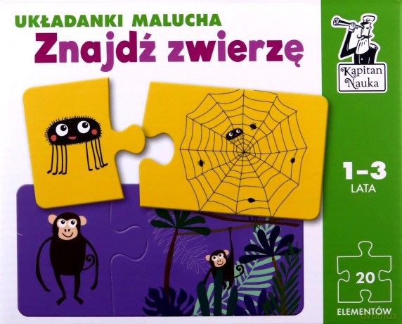 Układanki malucha. Znajdź zwierzę. Kapitan Nauka [KSIĄŻKA]