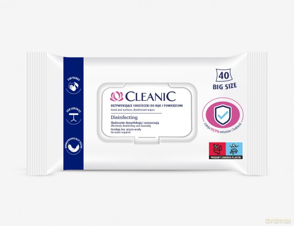 Cleanic Dezynfekujące Chusteczki do rąk i powierzchni (Big Size) 1op.-40 szt