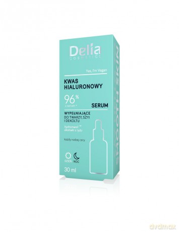 Delia Cosmetics KWAS HIALURONOWY Serum wypełniające do twarzy,szyi i dekoltu na dzień i noc 30 ml